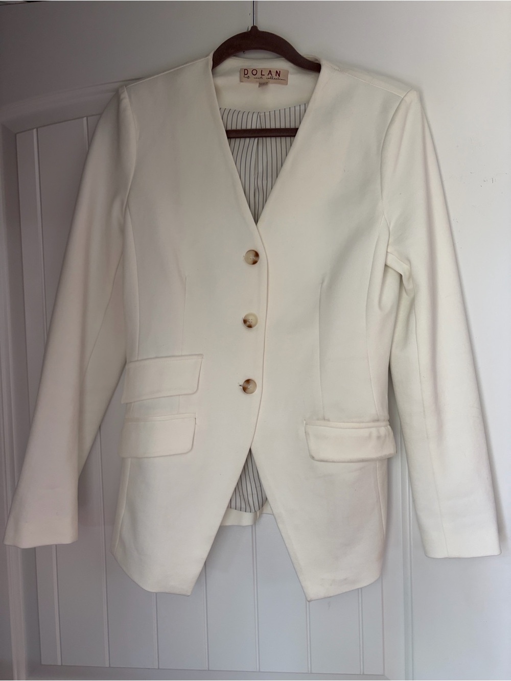 Anthropologie White Tailored Blazer with Notched Lapels